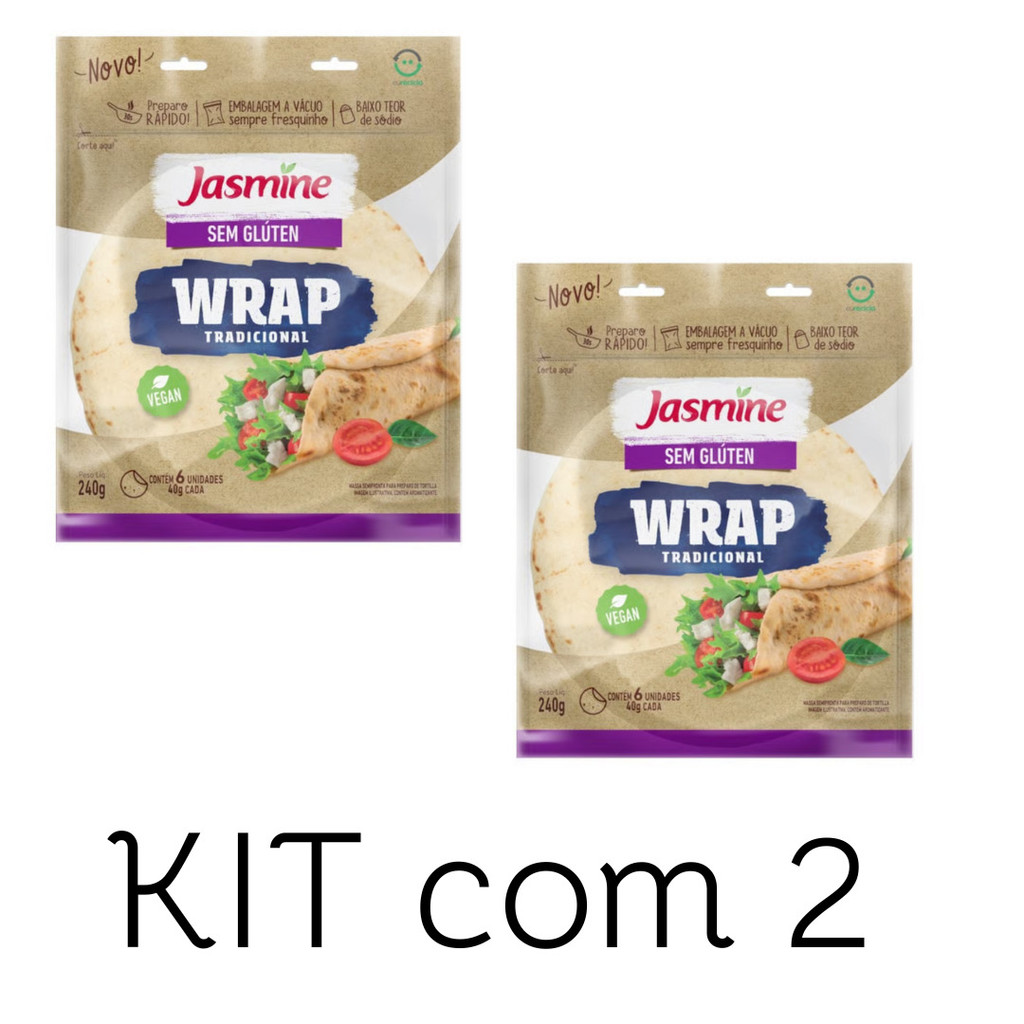 Kit com 2 Wrap Tradicional Vegano sem Glúten 240g- Jasmine