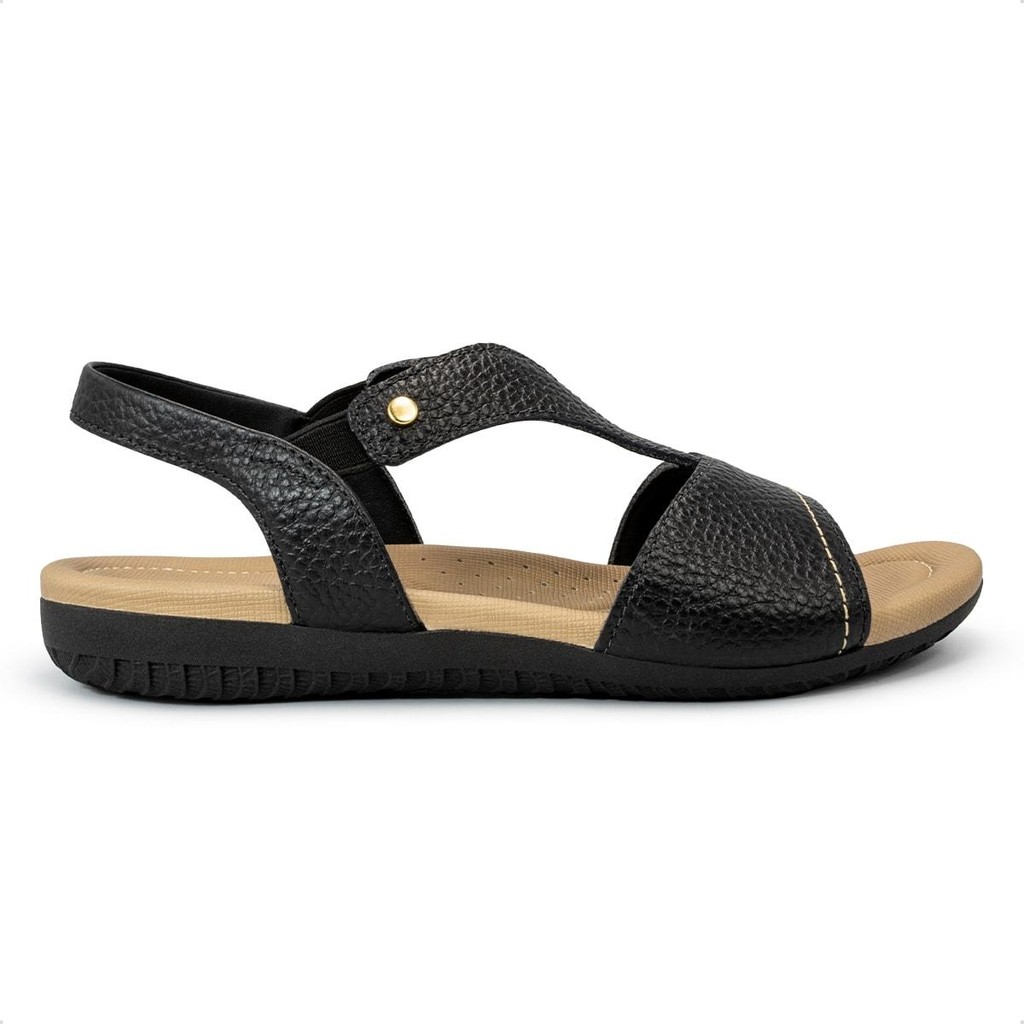 Sandália Usaflex Feminina Elástico em Couro Casual R18083
