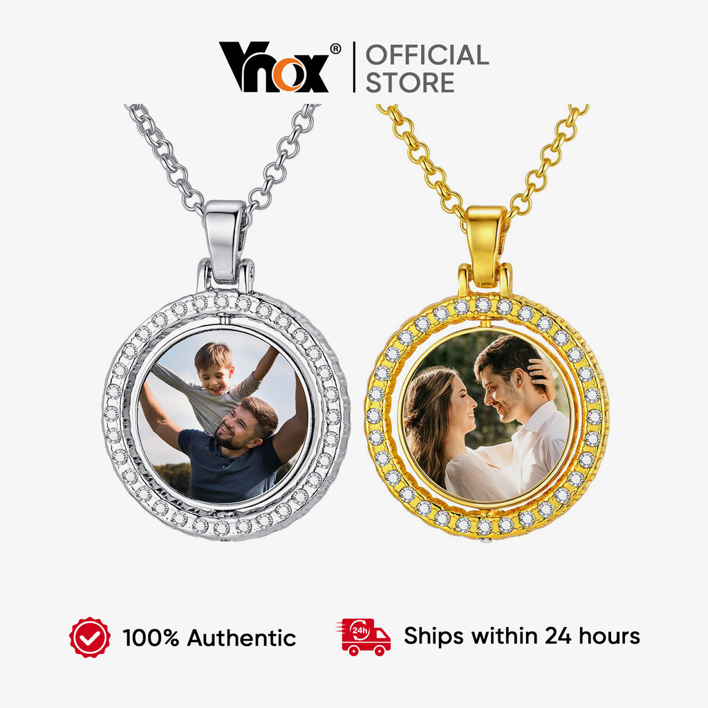 Vnox 360 ° Colar Personalizado Giratório , Dupla Face , Personalização De Fotos