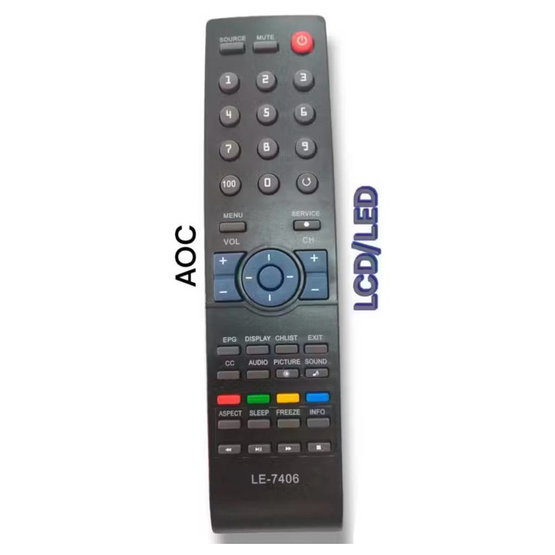 Controle Remoto Compativel Aoc Led Lcd Tecla Service Sound - Substituto Compatível Tg