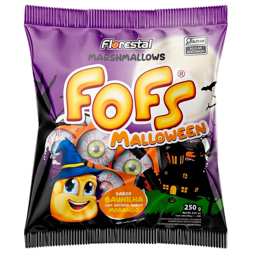 Marshmallow Recheio Morango Fofs Malloween 250g - Boavistense
