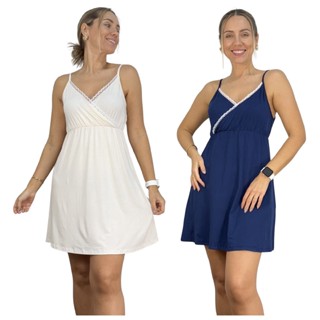 Kit 2 Camisola Alcinha Amamentação Premium Pijama Pós Parto Casual Gravida Maternidade Moda Casual em Oferta na Shopee