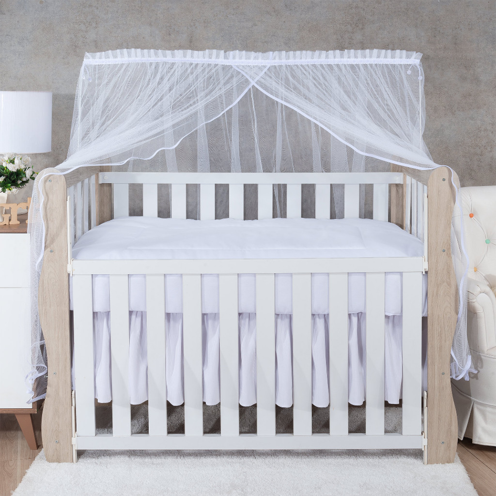 MOSQUITEIRO PARA BERÇO AMERICANO TULE BRANCO COM VIES DE VÁRIAS CORES ESCOLHA SUA COR - DELICADO