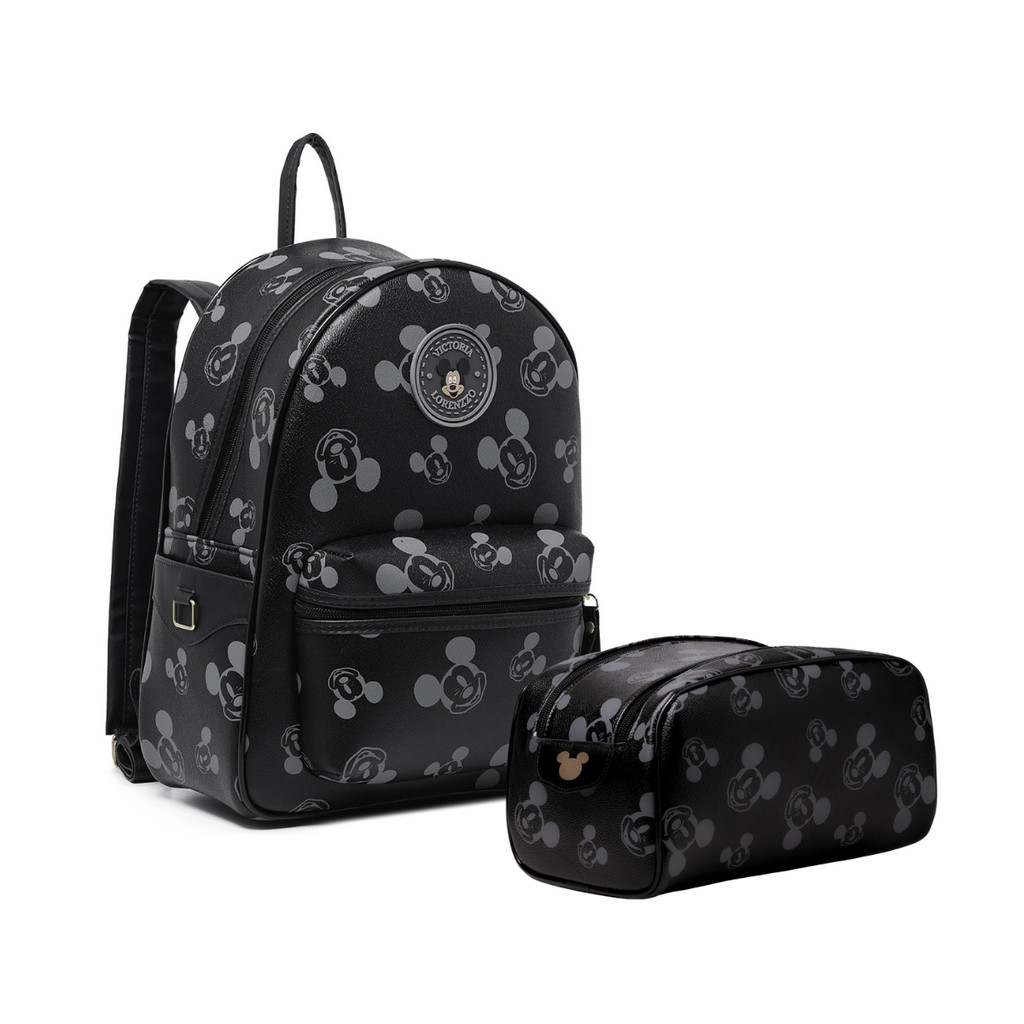 Kit Mochila + Necessaire Adulto Infantil Mickey Minnie Passeio Viagem Feminina Masculino Escola