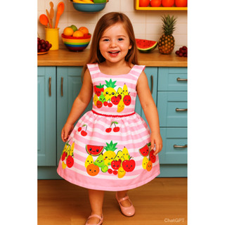 Vestido Temático Infantil Frutinhas em Oferta na Shopee