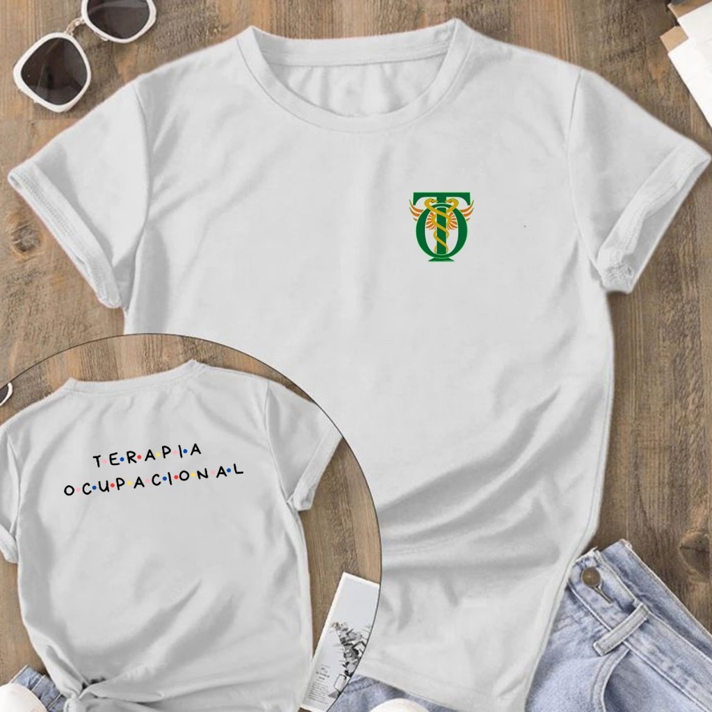 Camisetão Feminino Estampado Frente e Verso Camiseta Terapia Ocupacional Faculdade Profissão Algodão Shop em Oferta na Shopee