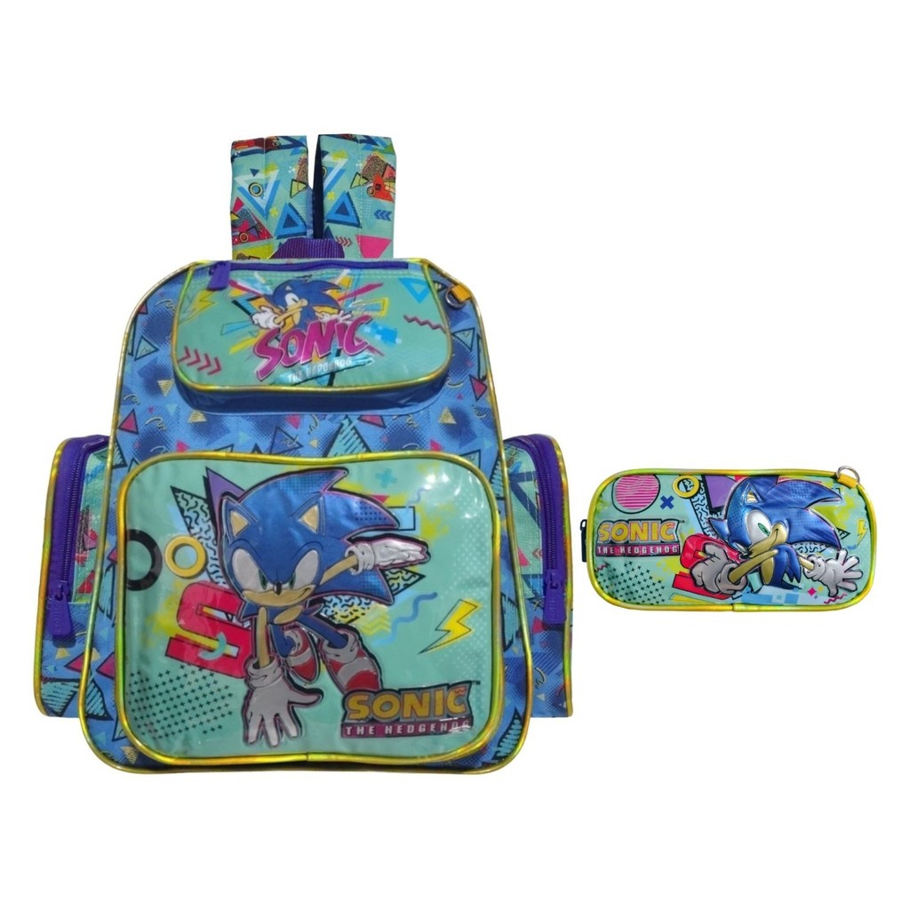 Kit Mochila de Costas Escolar Infantil + Estojo Duplo Chenson Sonic The Hedgehog em Oferta na Shopee