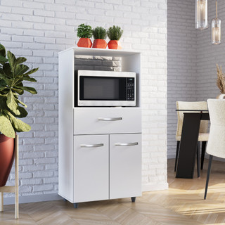 Balcão Multiuso de Cozinha Luna Com 2 Portas 1 Gaveta Cor Branco - TrialMoveis