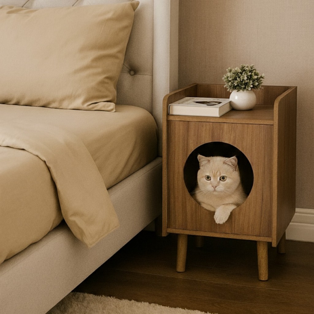 Mesa de Cabeceira Pet em MDF 15mm Com Casinha Para Gato e Cachorro Aparador de Sala Moderno em Oferta na Shopee