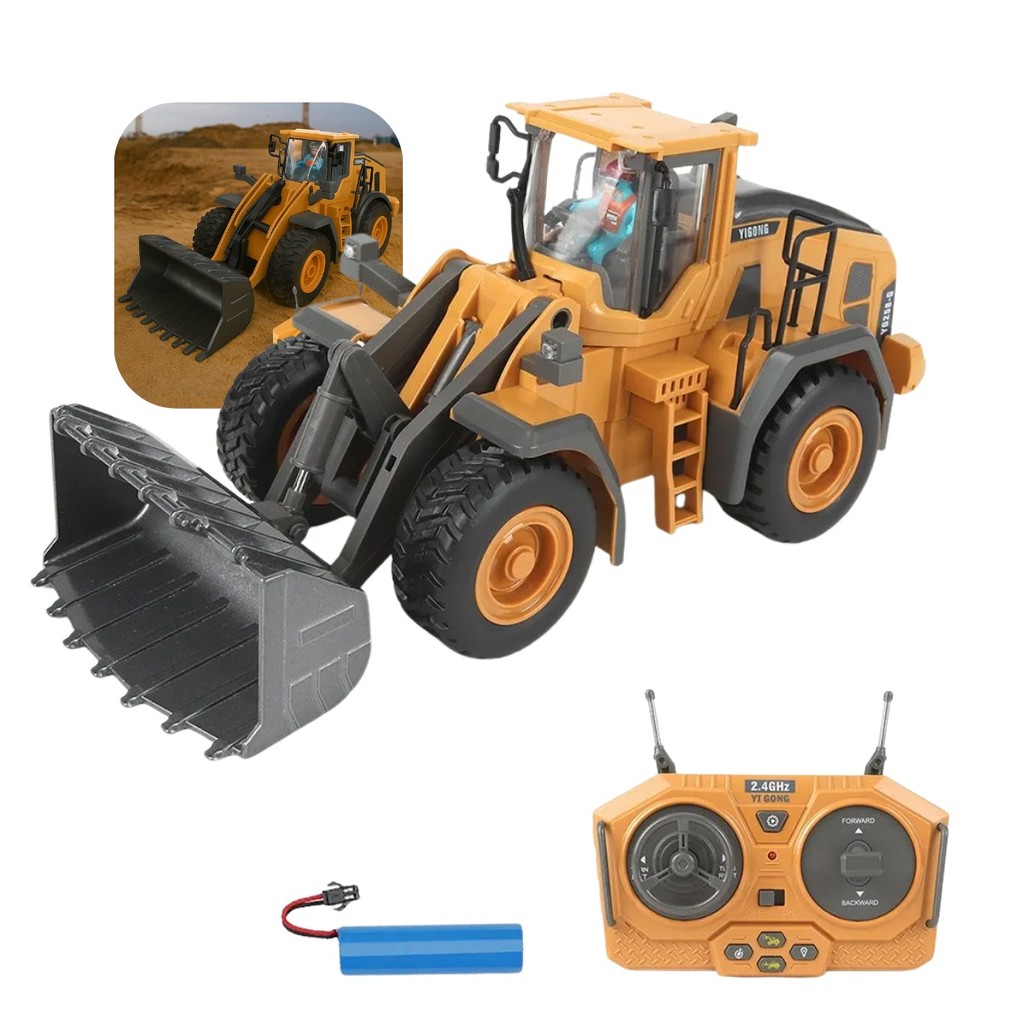 Trator Pá Carregadeira Escavadeira Controle Remoto Brinquedo Infantil Realista Escavadeira Kizumba