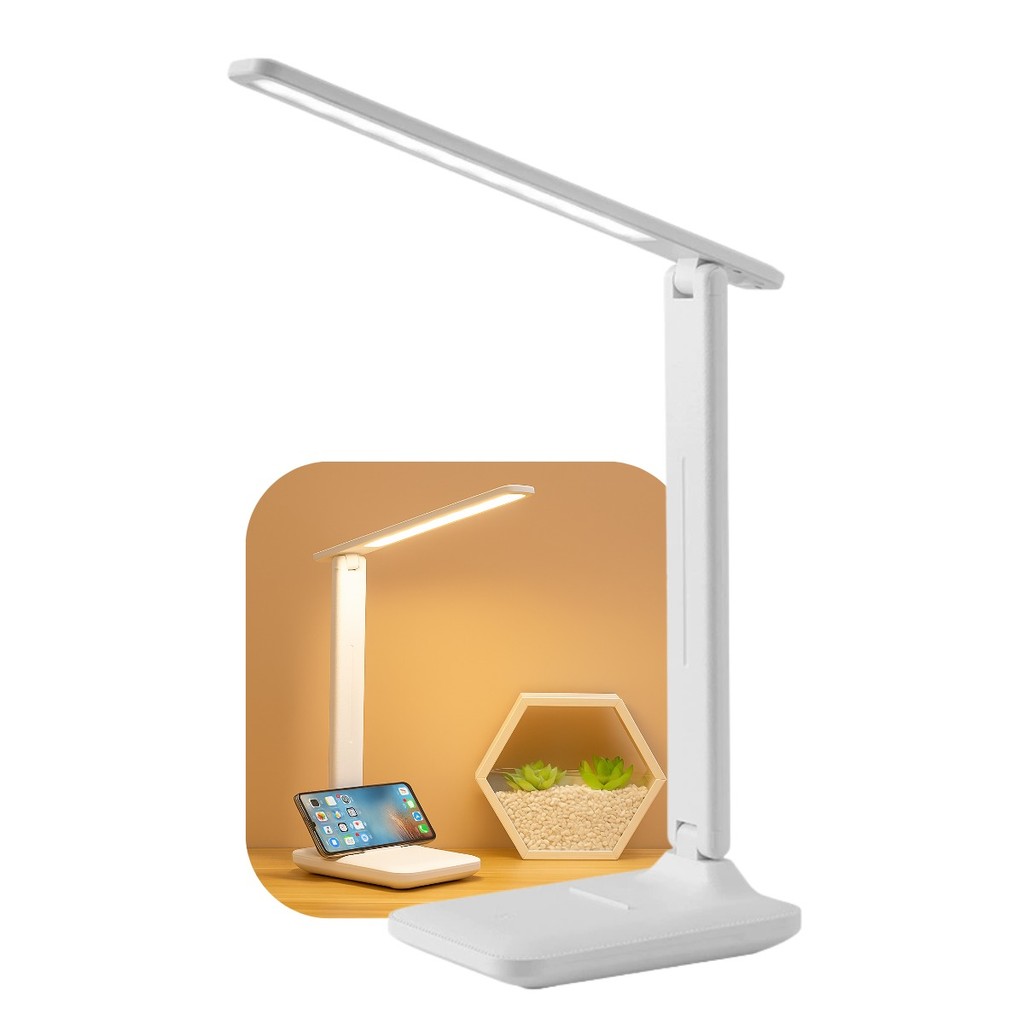 Luminária Articulável Dobrável Recarregável USB Abajur De Mesa Touch 3 Níveis de