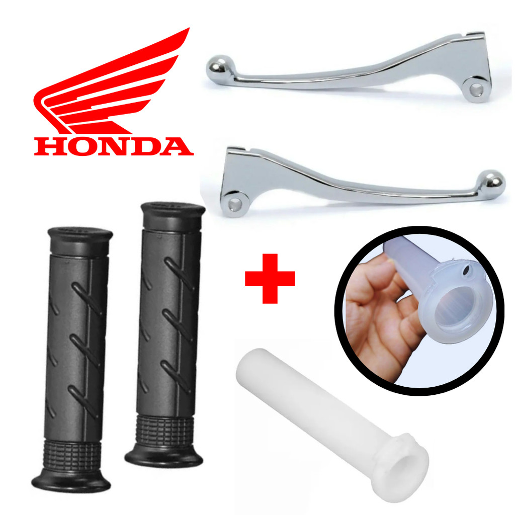 Par de Manopla + Manete Cromado Freio Tambor + ManeteCromado Embreagem + Roldana CG125/150 em Oferta na Shopee