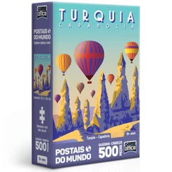 QUEBRA CABEÇA NANO TURQUIA CAPADÓCIA POSTAL DO MUNDO 500 PEÇAS PEQUENA TOYSTER PUZZLE PAISAGEM BALÃO