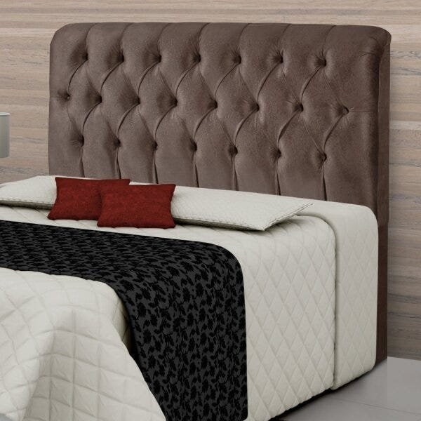 Cabeceira King Estofada 198cm Grécia  Chocolate em Oferta na Shopee