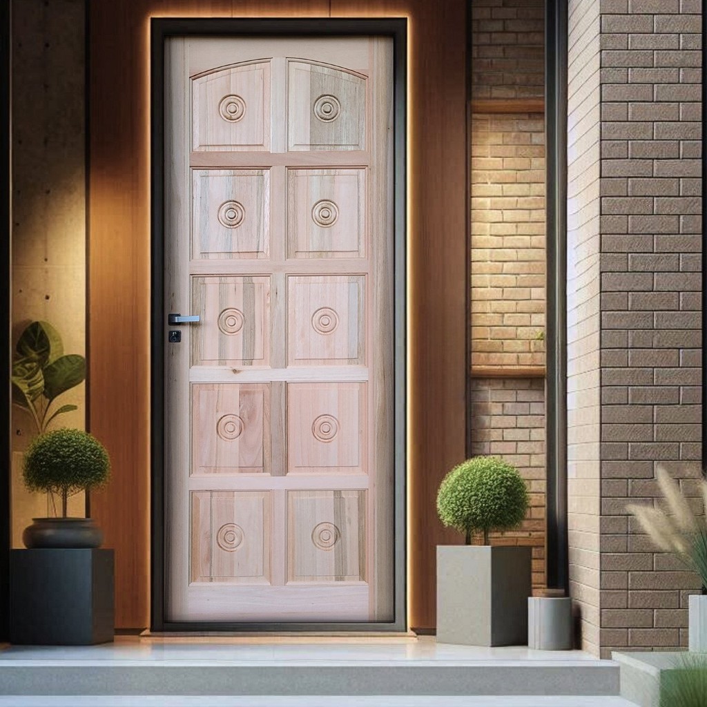 Kit Porta de Madeira Maciça Torneada Eucalipto 210x82cm Batente 11cm Abertura Esquerda Esquerda em Oferta na Shopee