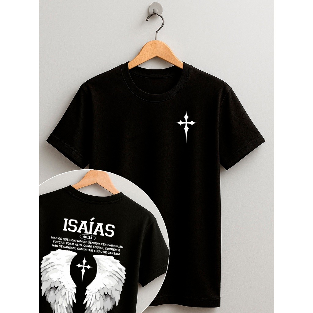 Jesus cristo Camiseta Camisa Algodão Gospel Juvenil e Infantil Menino Menina 2 ao 16 anos Isaias Versiculo Streetwear
