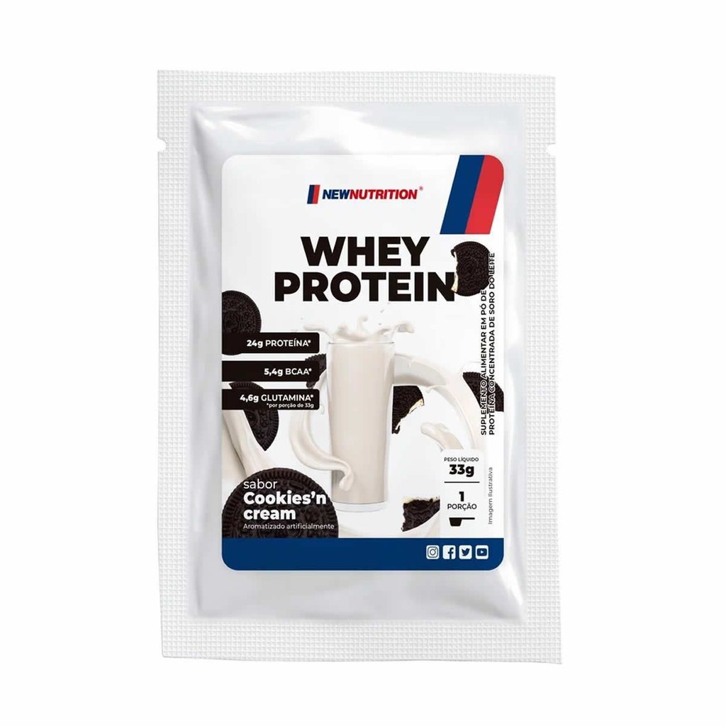 Whey Protein Concetrado - 1 Sachê 33g Cookies and Cream - Newnutrition em Oferta na Shopee