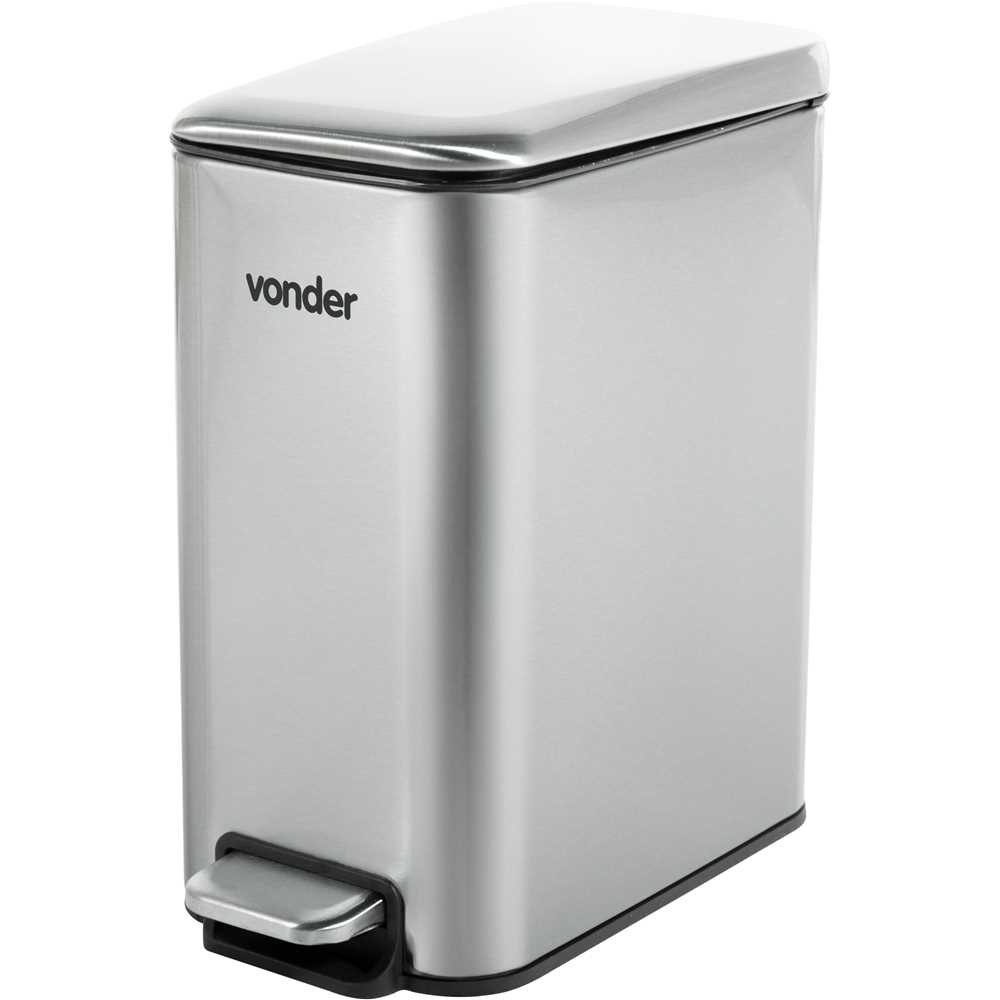 Lixeira Retangular 5 Litros Aço Inox Cinza Vonder em Oferta na Shopee