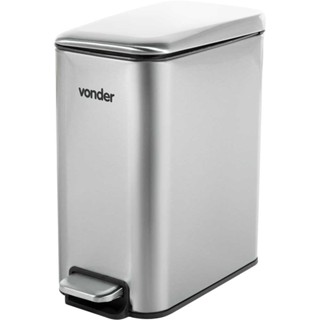 Lixeira Retangular 5 Litros Aço Inox Cinza Vonder em Oferta na Shopee