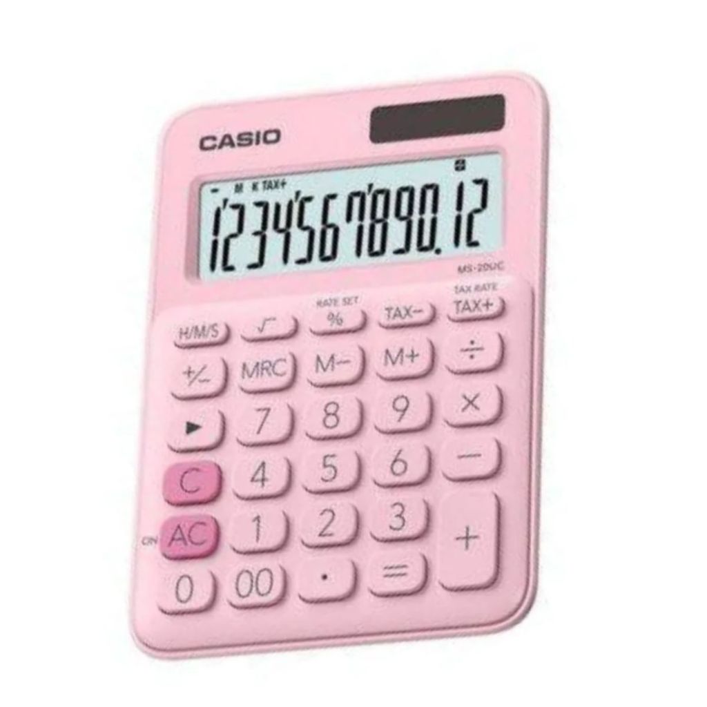 Calculadora de Mesa Casio MS-20UC Rosa Pink 12 Dígitos Portátil com Alerta de Alíquotas Função Imposto e Alimentação Dp