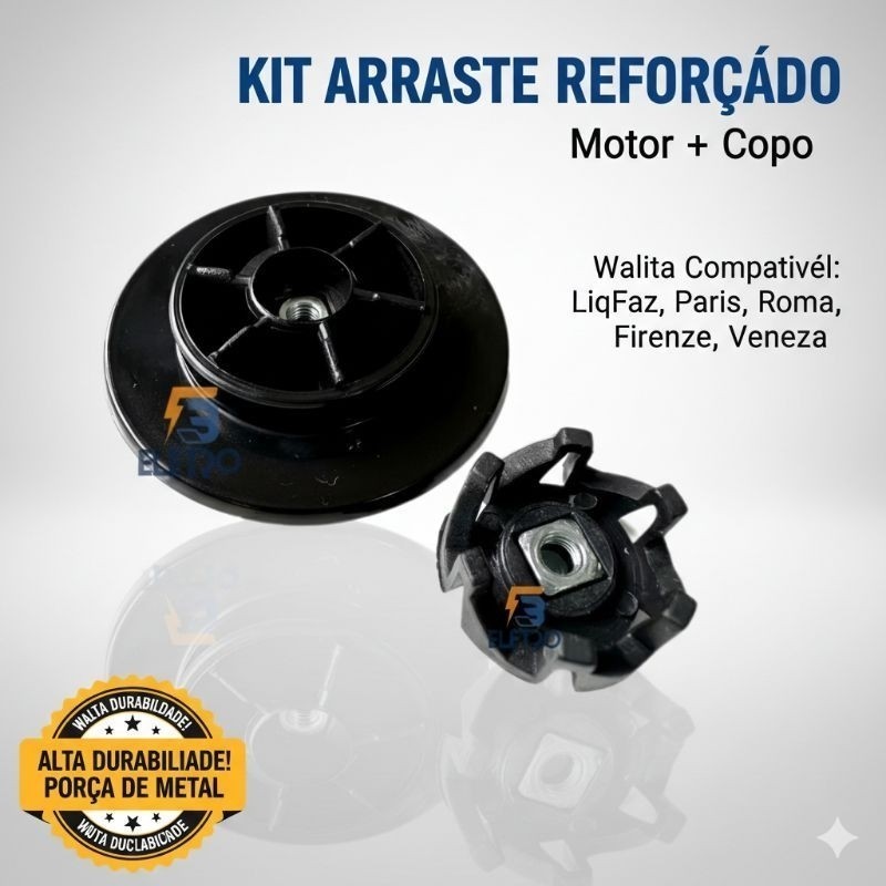 Conjunto 2 Arrastes Motor e Copo Liquidificador Walita LiqFaz Paris Roma Firenze Veneza Compatível Alta Qualidade