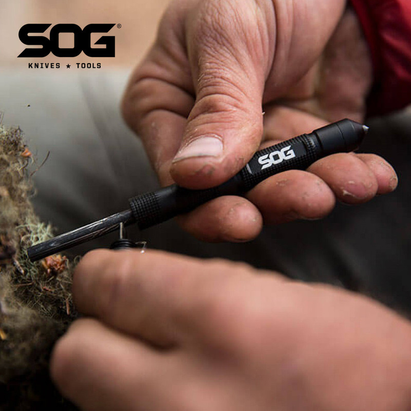 SOG SOG Caneta tática de sobrevivência multifuncional ao ar livre Apito de sílex Disjuntor de janela FT1001 Ferramenta d