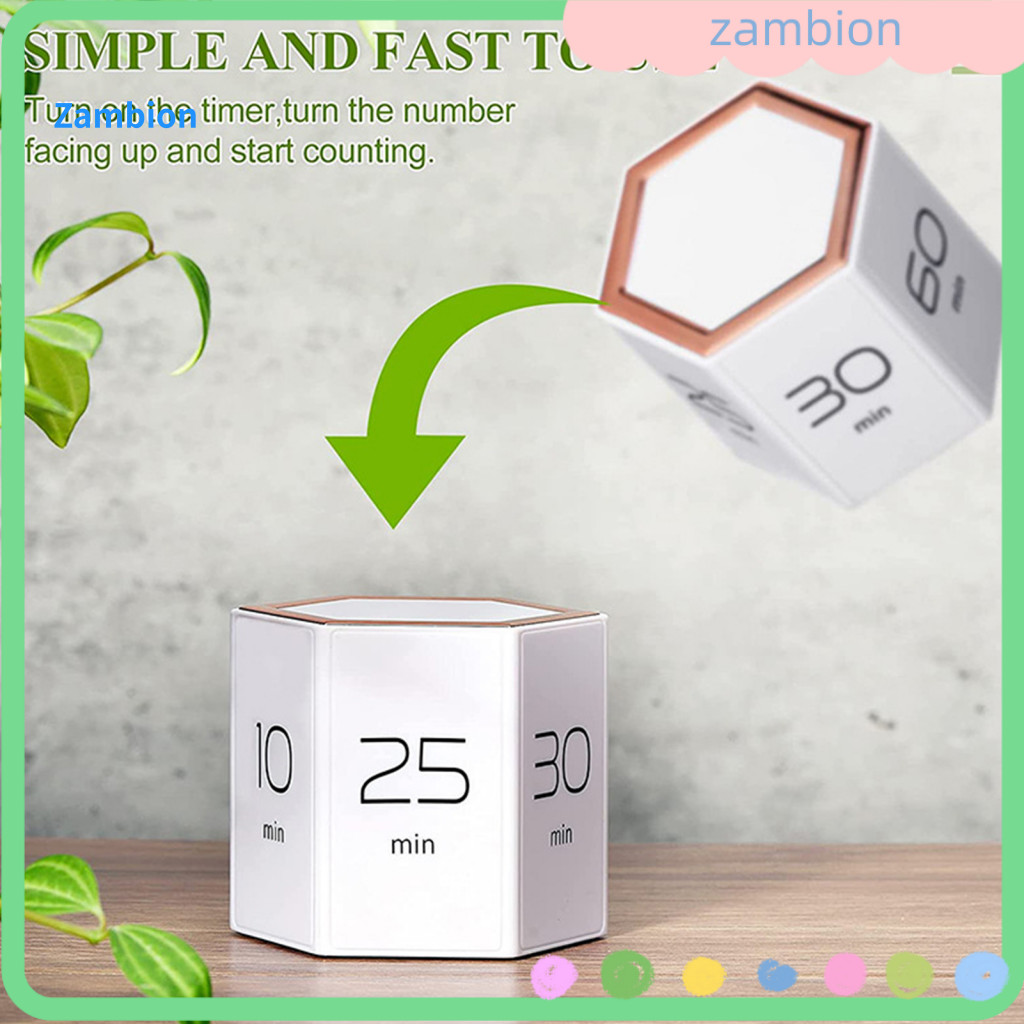 Productivity Timer with Led Display Easy-to-use Slide Switch Rotating Pomodoro 5-60 Mins Hexagon Desk Clock Vibration fo