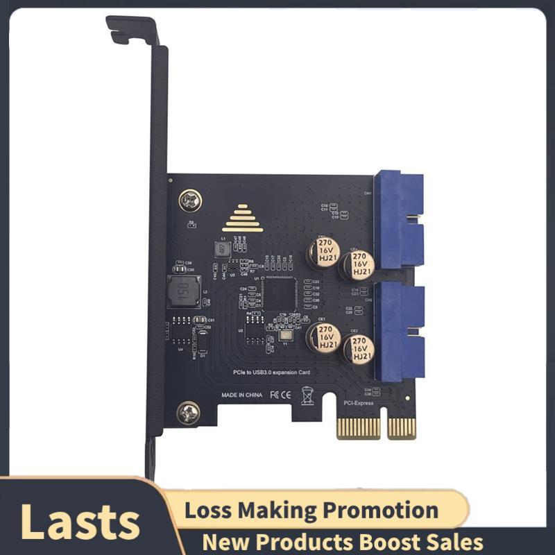 USB3.0 Duplo 19PIN Conector PCIe 2.0 X1 Placa De Expansão PCI-E Para 19P Adaptadora De Painel Frontal 5Gbps