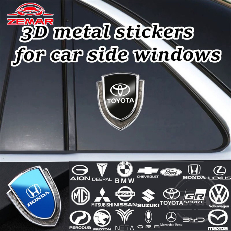 【ZM】3d Metal Laser Impresso Logotipo Do Carro Porta Lateral Emblema Adesivos Janela Apliques Para Vários Modelos De