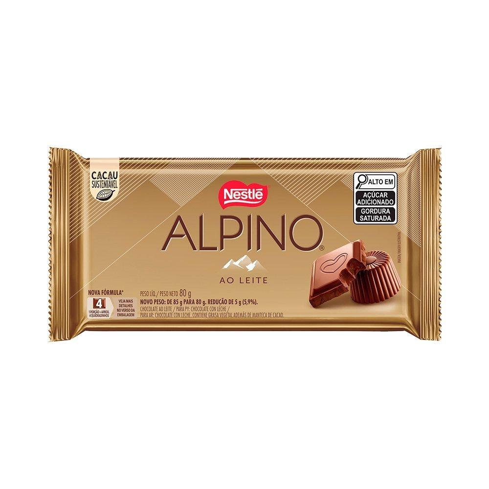 Chocolate Nestlé Alpino 80g - Embalagem com 16 Unidades
