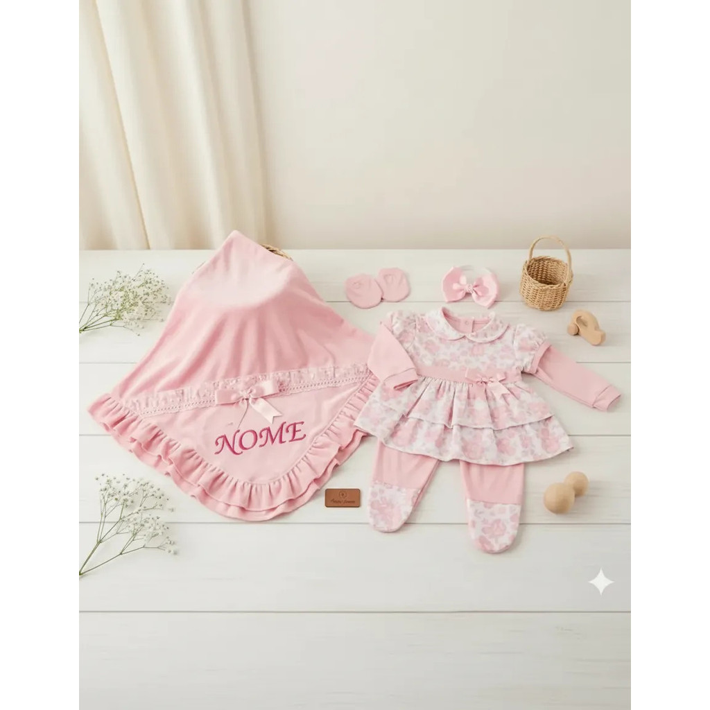 Kit Saída Maternidade Menina Rosa Bebe Com Nome