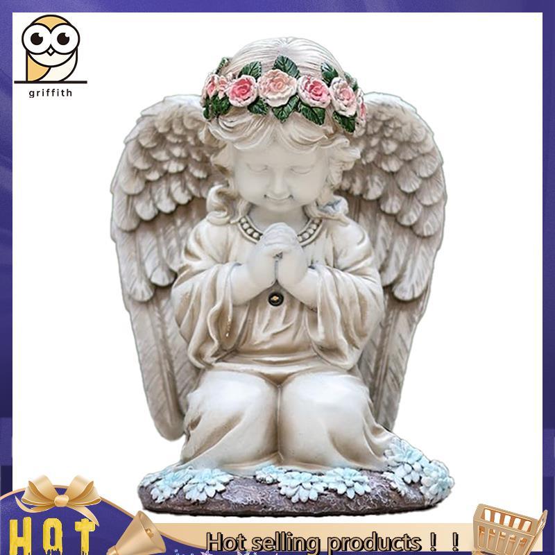 BRS1 Estátua De Anjo Solar Luz Anjos Solares Para Jardim Externo Estatueta De Resina Exterior