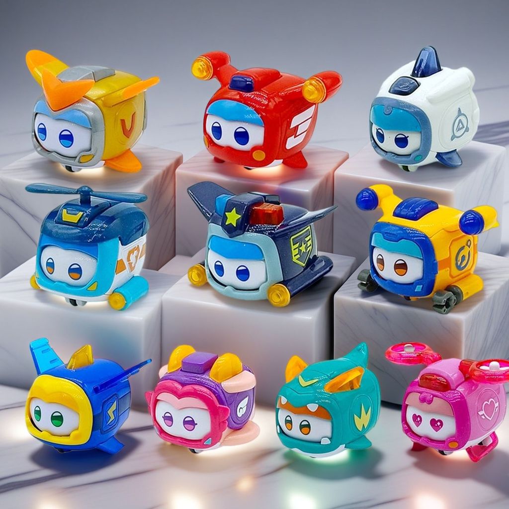 Super Wings Double Diamond: Brinquedo de Combinação Magnética Transformável - Chefe da Polícia X Companheiro Policial