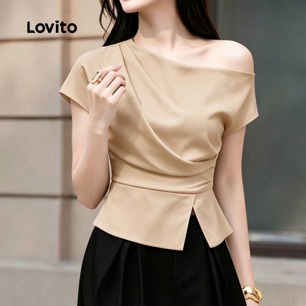Lovito Blusa Elegante com Caqui de Primavera/verão para Mulheres L195ED310 · foto 2