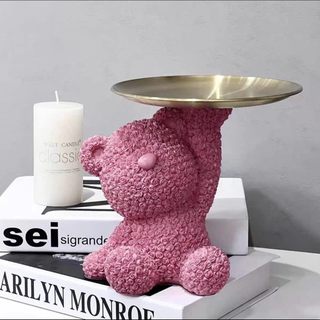 Criativo rosa urso bandeja de armazenamento High-End simples sala estar ornamentos armazenamento influenciador luz luxo
