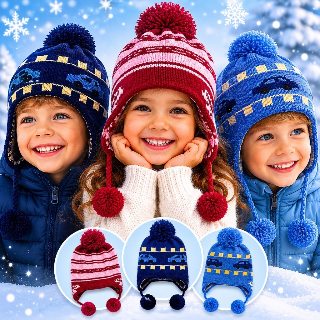 Touca Infantil Forrada De Frio Inverno Gorro Peruano Tapa Orelha Gorro Chaves Ref- 0200