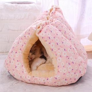 Maca de gato inverno quente casa de gato Semi-fechada cama de segurança para gatos quatro estações canil Universal supri