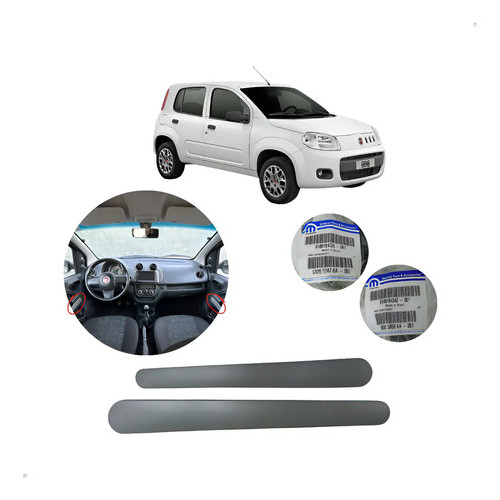 Par Moldura Puxador Porta Fiat Novo Uno Vivace 1.0 2014 2015