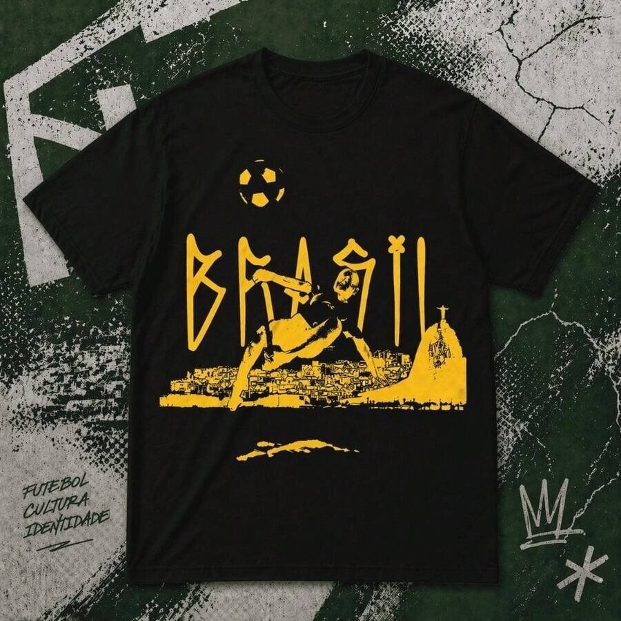 Camiseta Estampada Brasil-futebol - Camisa 100% Algodão, Unisex, Macia, Qualidade Premium - Envio Rapido