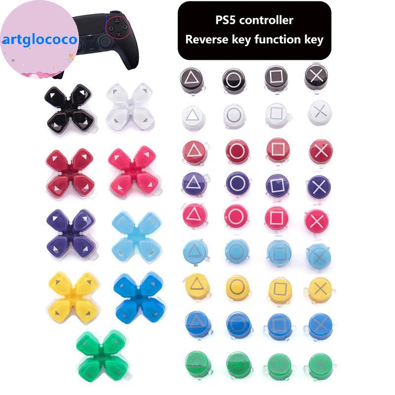 Artglococo D-pad Botões Joysti Polegar Sti Grip Caps ABXY Botão Conjunto Peça De Reparo Substituição Para PS5 Controlado