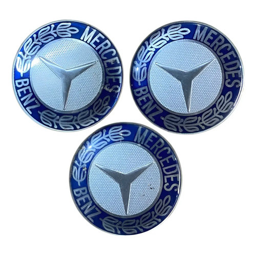 Emblema Adesivo Miolo Roda Mercedes Benz Resinado  3 Unidade Azul