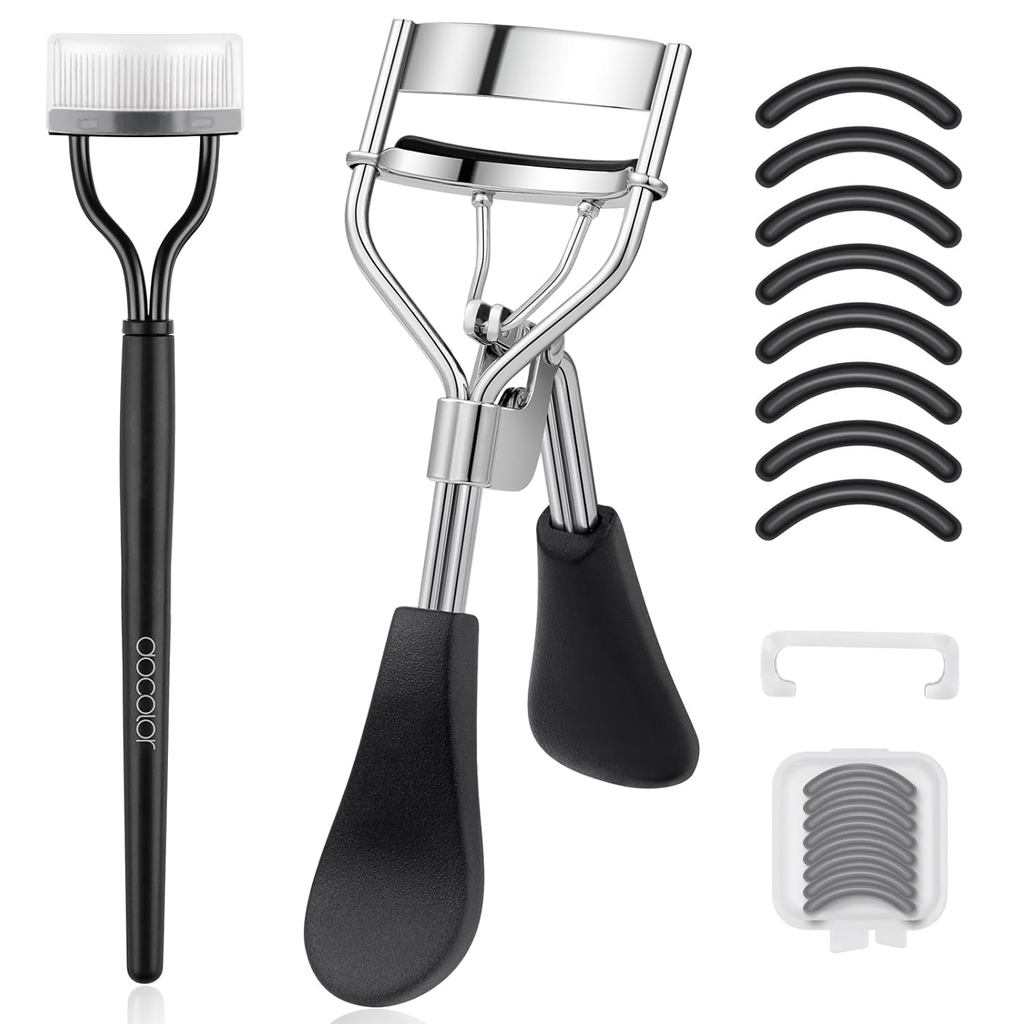 Curvador de Cílios docolor com Pente para Cílios, Curvador de Cílios com 8 Almofadas de Silicone de Reposição, Adequado