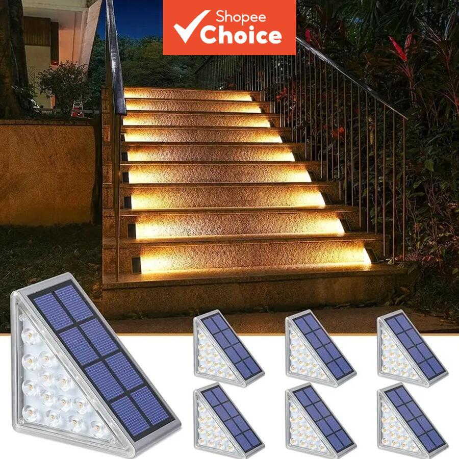 Lâmpada de Luz Solar de Degraus LED com Sensor de Movimento, À Prova d'Água, Luz Noturna para Pátio, Jardim, Terraço ao