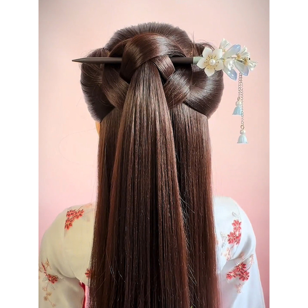 Simples antigo romântico hairpin High-End franjas de madeira hairpin Hanfu cavalo rosto saia cabelo puxando cocar