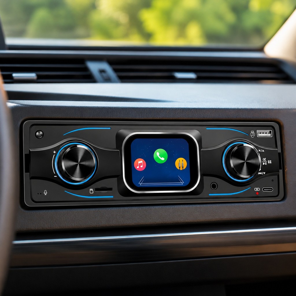 Rádio Automotivo Bluetooth 1 Din FM USB Tipo C AUX Cartão TF Viva Voz Tela LED VPL-1004