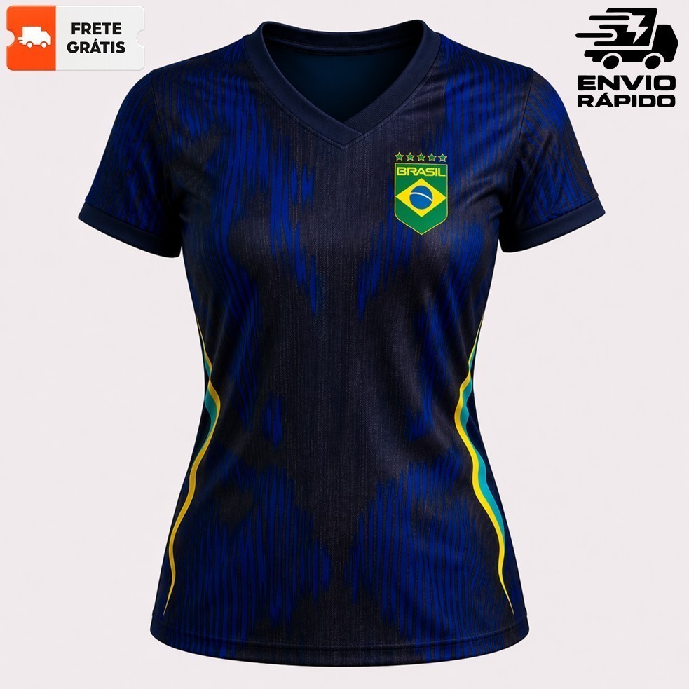 Camisa Camiseta BABY LOOK T-shirt Feminina BRASIL Torcedor Patriota Copa do Mundo 2026 Dry Fit #BR #BRASIL #COPA
