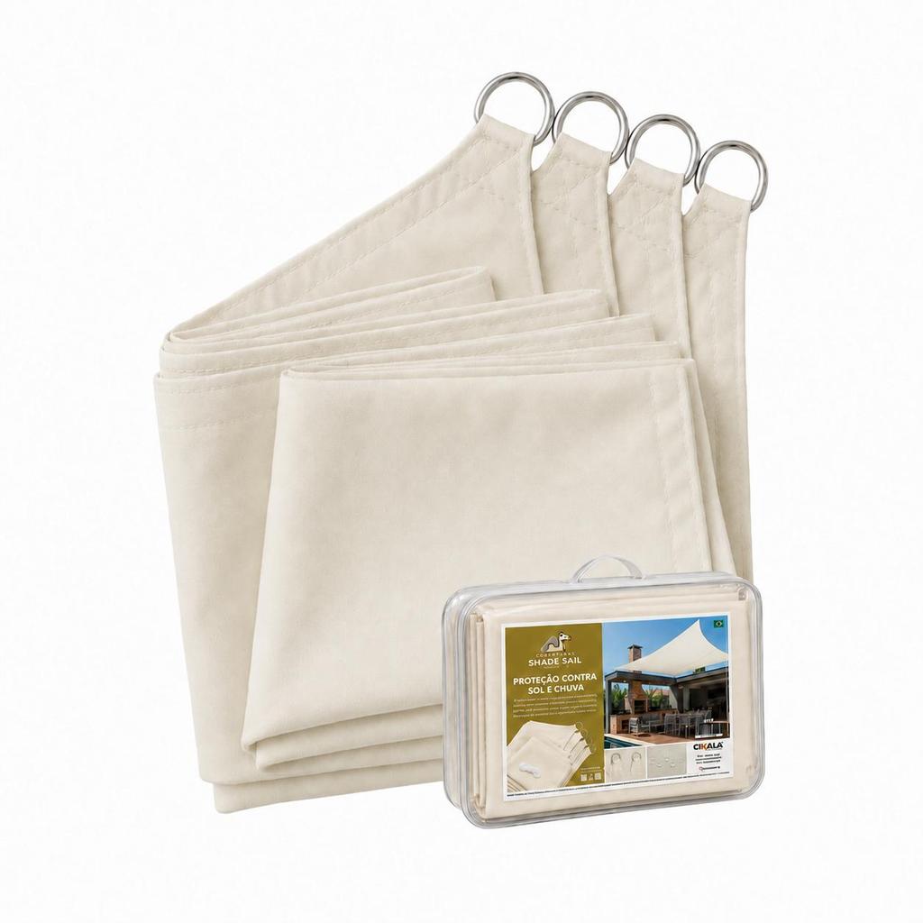 Cobertura Sombreamento Shade Sail Areia 90% Resistente à Água com Kit Instalação e Argolas