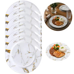 Kit 6 Pratos Buffet Melamina 25cm Marmorizado
