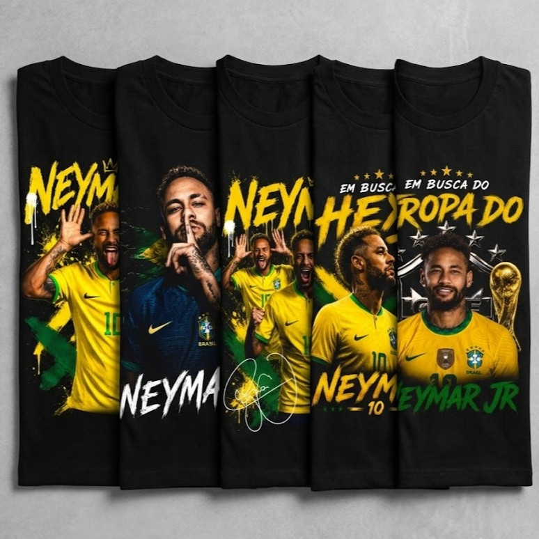 Camiseta Neymar Jr Seleção Brasileira 100% Algodão Premium Streetwear Masculina Feminina Fio 30.1