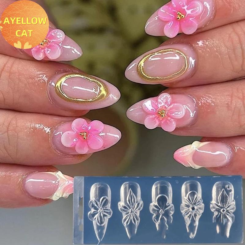 AYellowcat Silicone 3D Hibisco Flor Molde De Unhas Para Arte Em Resina Design De Flores Da Moda DIY Acessório De Manicur